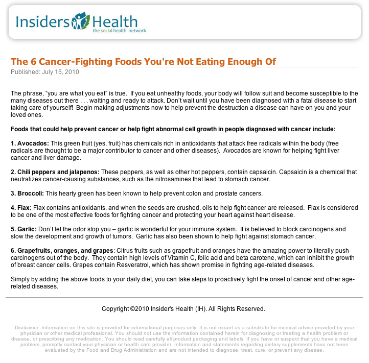 six anti cancer foods